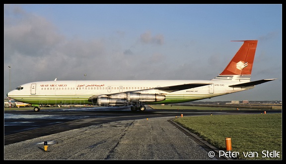 19860211 ArabAirCargo B707-370C 4YB-CAC  AMS 25011986 (8038215)