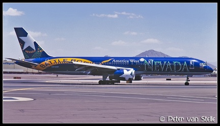 19970717 AmericaWestAirlines B757-200 N915AW Nevada-BattleBorn-colours PHX 13061997
