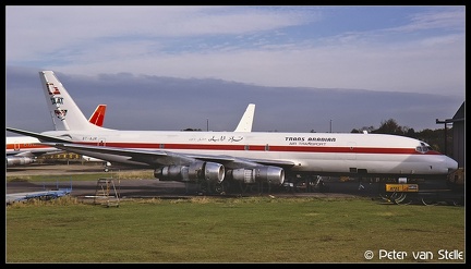 19861836 Trans Arabian Air Transport DC8 ST-AJR  STN 24101986