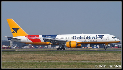 1000918 Dutchbird B757-200 PH-DBH PlezierVerzekerd-stickers AMS 12042003