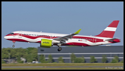 20230614 185533 6126690 AirBaltic A220-300 YL-ABN LatvianFlag-colours AMS Q2