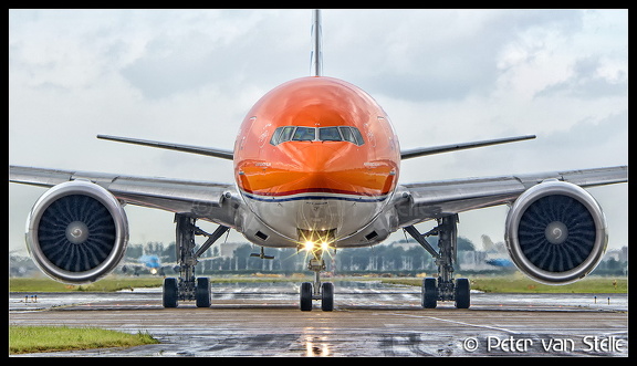 8043148 KLM B777-300 PH-BVA Orange-Pride-colours-noseon AMS 15062016